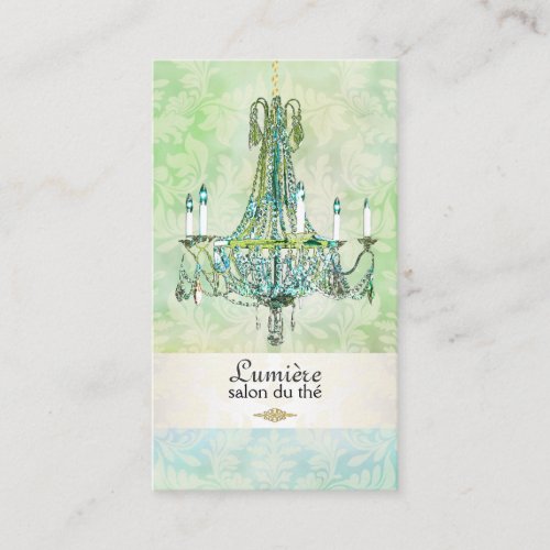 PixDezines emerald green+blue topaz chandelier Business Card
