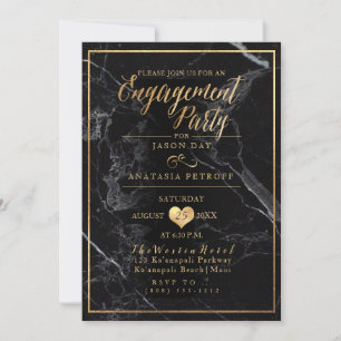 PixDezines Engagement Party Marble/Faux Gold Invitation