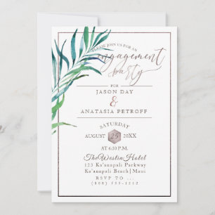 PixDezines Engagement Party Palm Fronds+Honeycomb Invitation