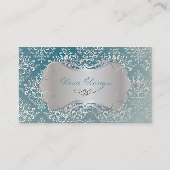 PixDezines Étienne Damask Business Card (Front)