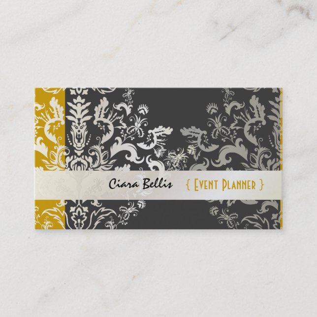 PixDezines Étienne Damask/diy colors Business Card (Front)
