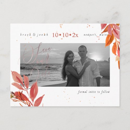 PixDezines Fall Foliage Save our Date Dusty Orange Postcard