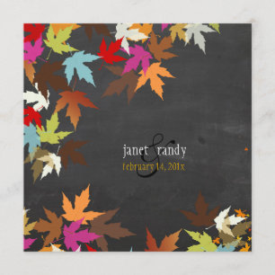PixDezines fall/maple leaves/rustic chalkboard Invitation