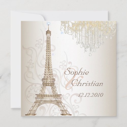 PixDezines Faux Bronze Eiffel TowerChandelier Invitation