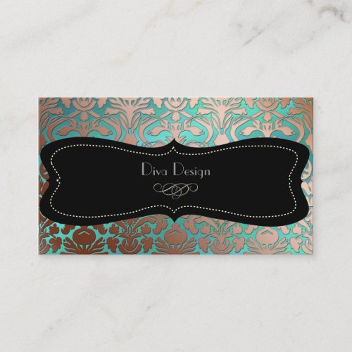 PixDezines faux copper flora damask/diy background Business Card Template