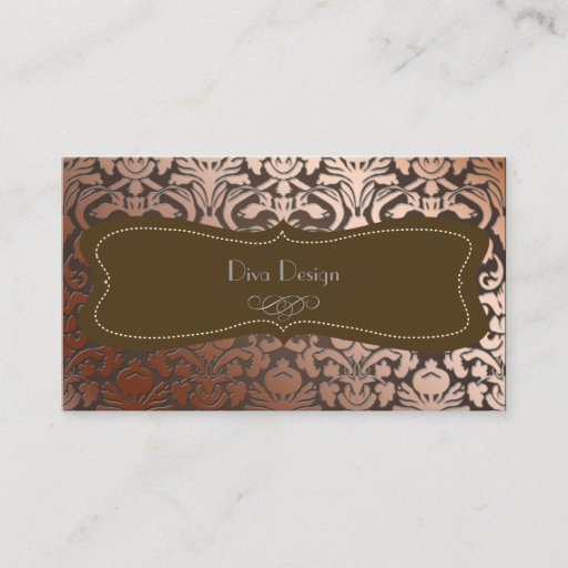 Customizable PixDezines faux copper flora damask/diy background Business Cards