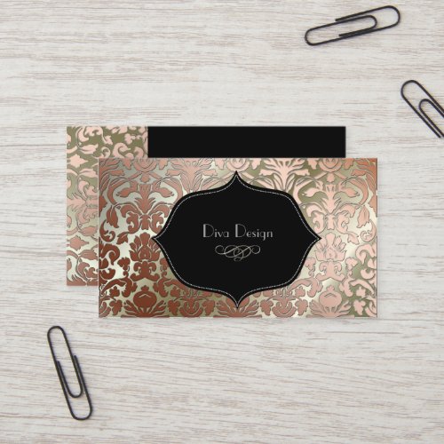 PixDezines faux copper flora damask/diy background Business Card Template