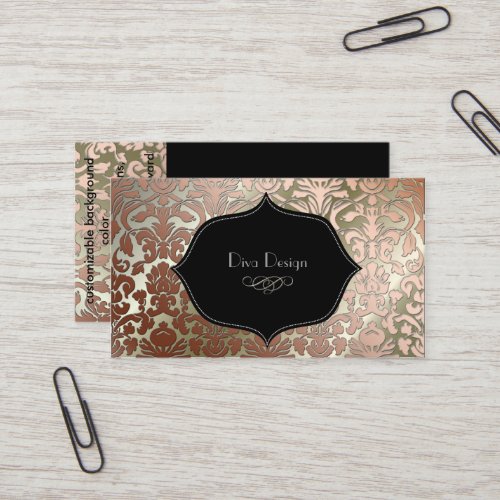PixDezines faux copper flora damask/diy background Business Card Template