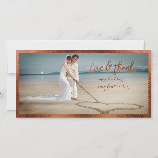PixDezines faux copper frame/thank you photo Thank You Card (Front)