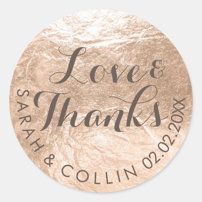 PixDezines faux foil/champagne/thanks/DIY text Classic Round Sticker (Front)