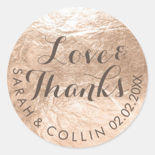 PixDezines faux foil/champagne/thanks/DIY text Classic Round Sticker