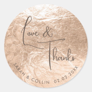 PixDezines faux foil/champagne/thanks/DIY text Classic Round Sticker