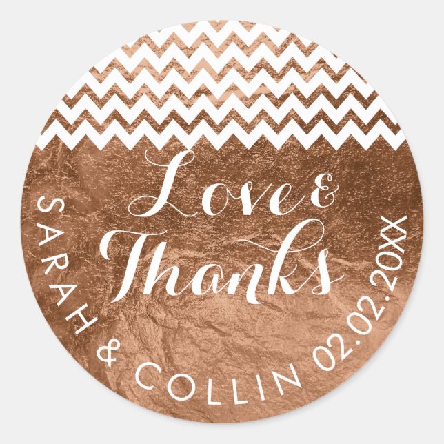 PixDezines faux foil/copper/thanks/DIY text Classic Round Sticker (Front)