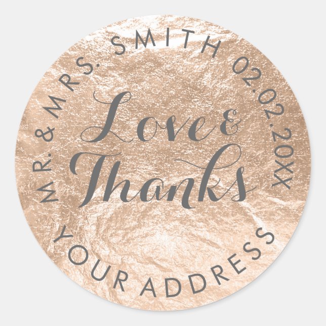 PixDezines FAUX FOIL, PINK CHAMPAGNE/ROSE GOLD Classic Round Sticker (Front)