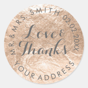 PixDezines FAUX FOIL, PINK CHAMPAGNE/ROSE GOLD Classic Round Sticker
