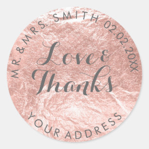 PixDezines FAUX FOIL, PINK CHAMPAGNE/ROSE GOLD Classic Round Sticker