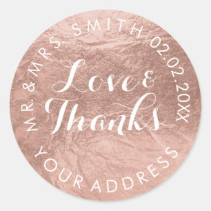 PixDezines faux foil/Rose Gold/thanks/DIY text Classic Round Sticker