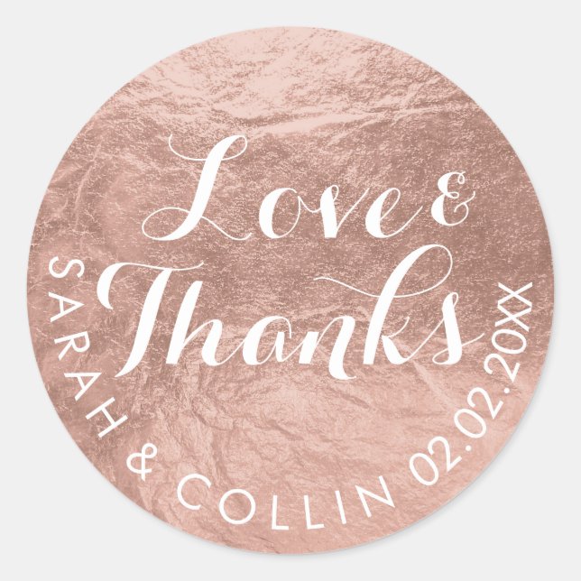 PixDezines faux foil/Rose Gold/thanks/DIY text Classic Round Sticker (Front)