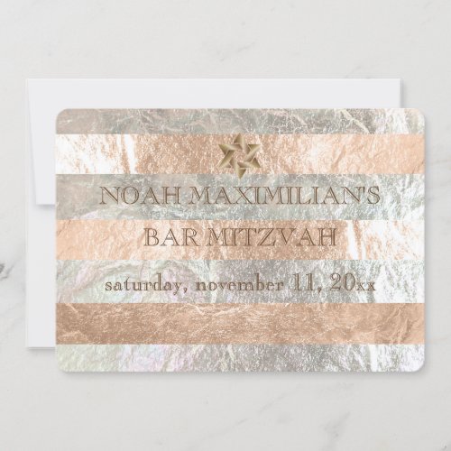 PixDezines faux foilsilver stripes bar mitzvah Invitation