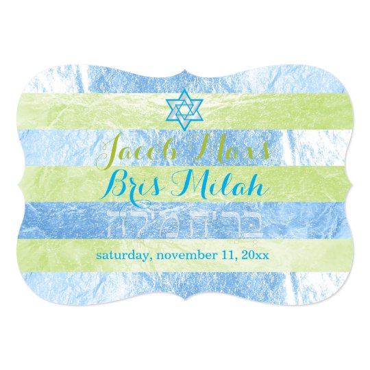Pixdezines Faux Foil Stripes Bris Milah Invitation Zazzle Com