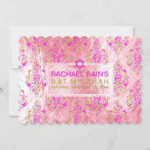 PixDezines faux foil/tunis damask bat mitzvah Invitation