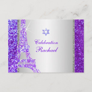 PixDezines faux glitter eiffel/mitzvah celebration Invitation