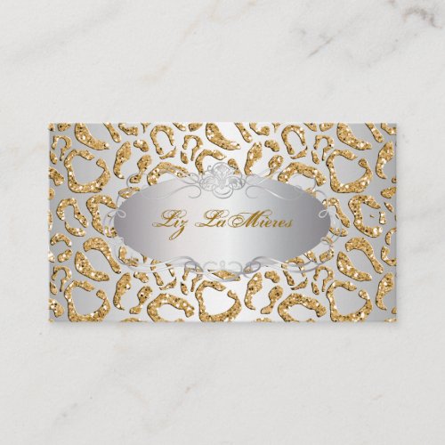 PixDezines faux glitter jaguar/faux silver Business Cards
