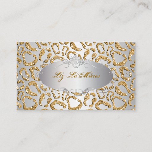 Customizable PixDezines faux glitter jaguar/faux silver Business Cards