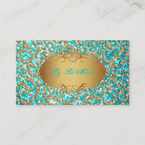 PixDezines faux glitter jaguartealgold Business Card