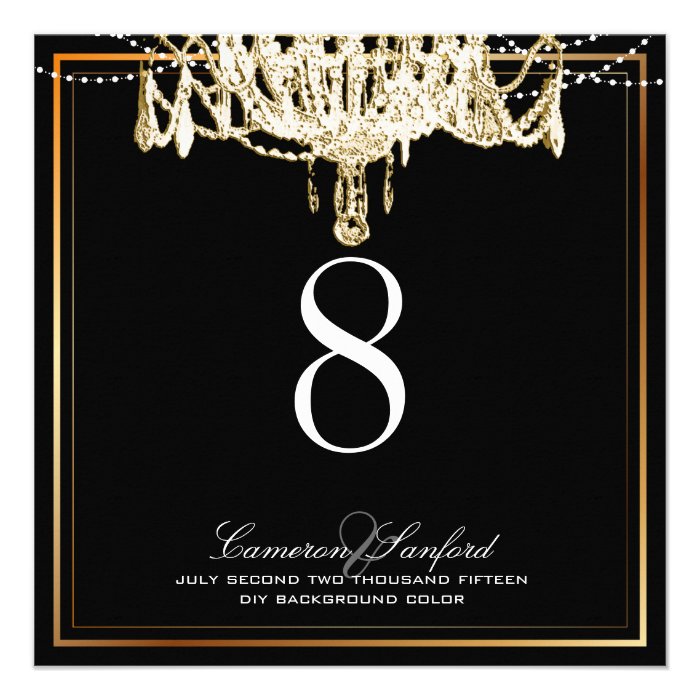 PixDezines faux gold chandeliers/table numbers Announcement