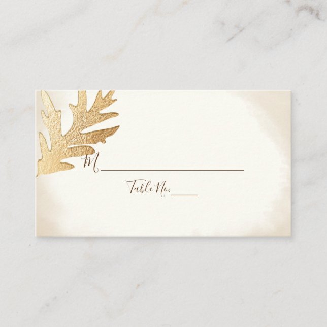 PixDezines Faux Gold Charter Oak Leaf Escort Card (Front)