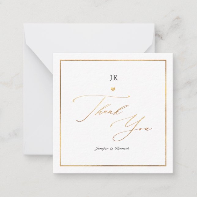 PixDezines Faux Gold Classic Thank You Note Card (Front)