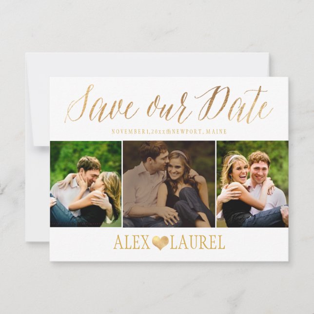 PixDezines Faux Gold Confetti/Heart/Save Date Save The Date (Front)