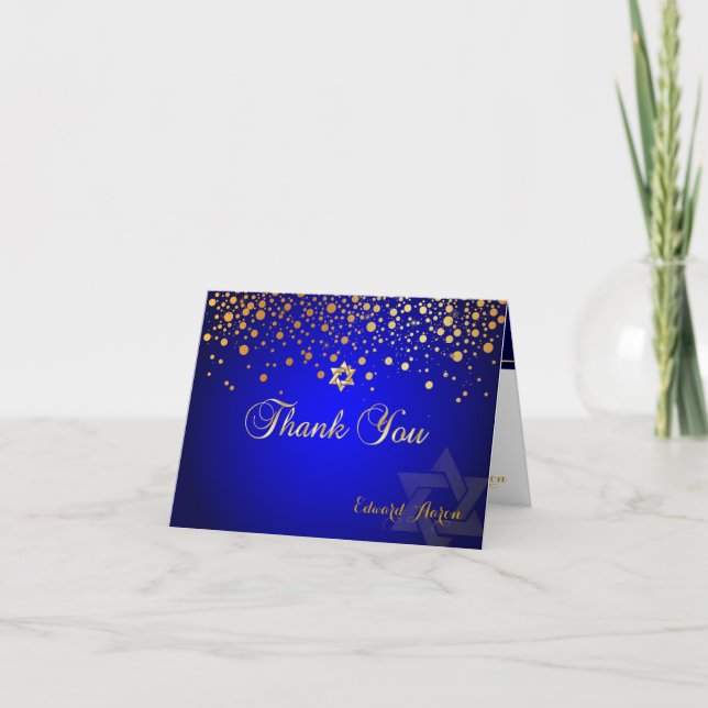 PixDezines Faux Gold Confetti, Royal Blu Thank You (Front)