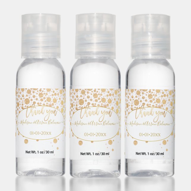 PixDezines Faux Gold Confetti Travel Bottle Set Hand Sanitizer (Set)