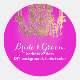 PixDezines faux gold crystal chandelier/DIY color Classic Round Sticker
