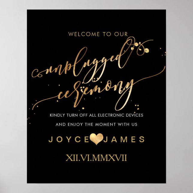 PixDezines Faux Gold/DIY #UNPLUGGED CEREMONY Poster (Front)