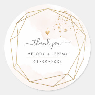 PixDezines Faux Gold Gem Stone Facet Frame Classic Round Sticker