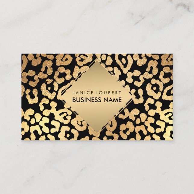 PixDezines Faux Gold Jaguar Spots/DIY color Business Card (Front)