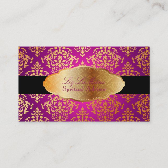 PixDezines faux gold Josephine Damask/DIY color Business Card (Front)