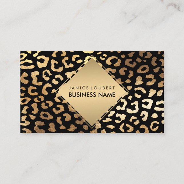 PixDezines Faux Gold Leopard Spots/DIY color Business Card (Front)
