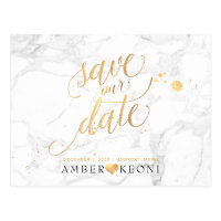 PixDezines Faux Gold/Marble/Save our Date Postcard