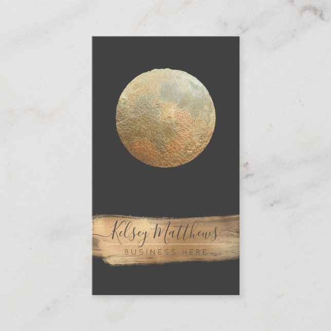 PixDezines Faux Gold Moon Business Card (Front)