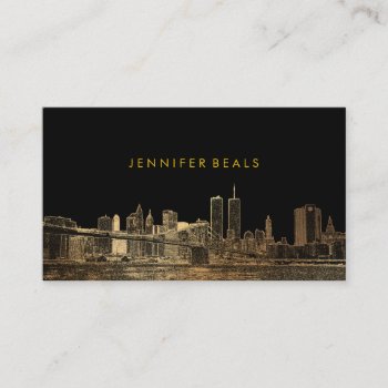 Pixdezines Faux Gold Nyc Skyline/diy Background Business Card by Create_Business_Card at Zazzle