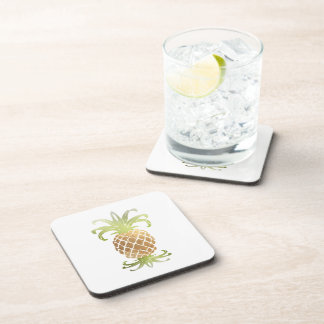 PixDezines Faux Gold Pineapple/DIY background Beverage Coaster