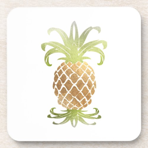PixDezines Faux Gold PineappleDIY background Beverage Coaster