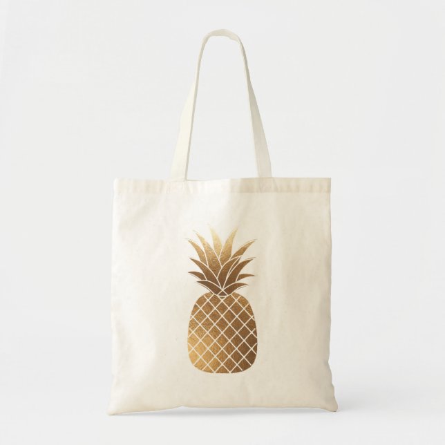 PixDezines Faux Gold Pineapple Tote Bag (Front)