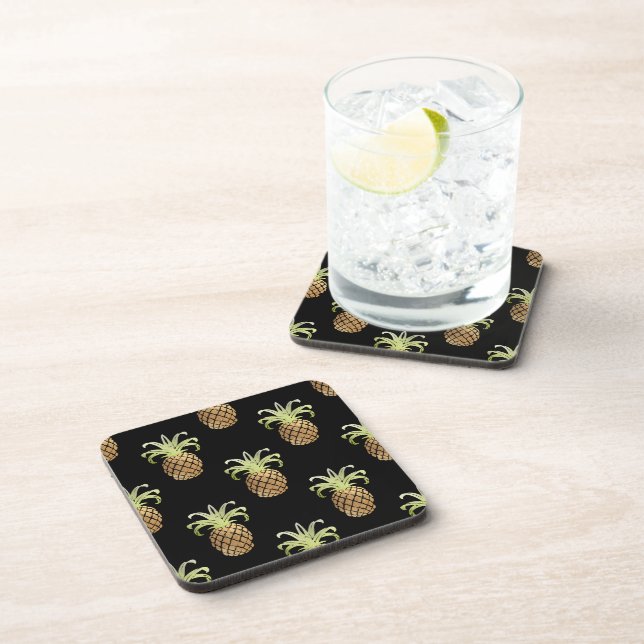 PixDezines Faux Gold Pineapples/DIY background Beverage Coaster (Right Side)