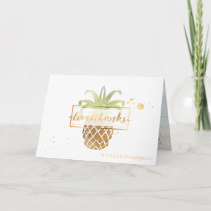 PixDezines faux gold pineapples/thank you Letterpress Thank You Card