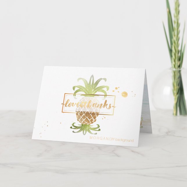 PixDezines faux gold pineapples/thank you Thank You Card (Front)